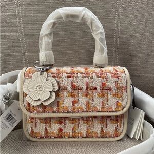 Coach Rogue Top Handle Bag In Tweed Natural Multi New